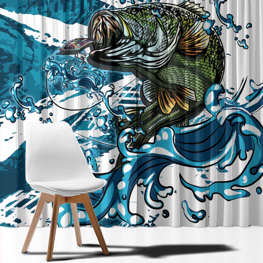 Bass Fishing Fisherman Window Curtain Fish Sport Largemouth - Wonder Print Shop