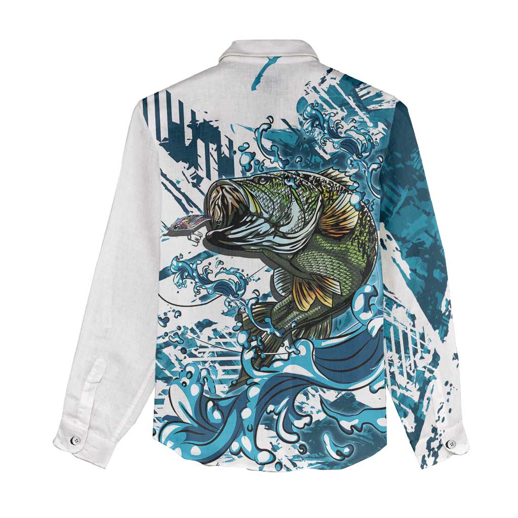 Bass Fishing Fisherman Women Casual Shirt Fish Sport Largemouth - Wonder Print Shop
