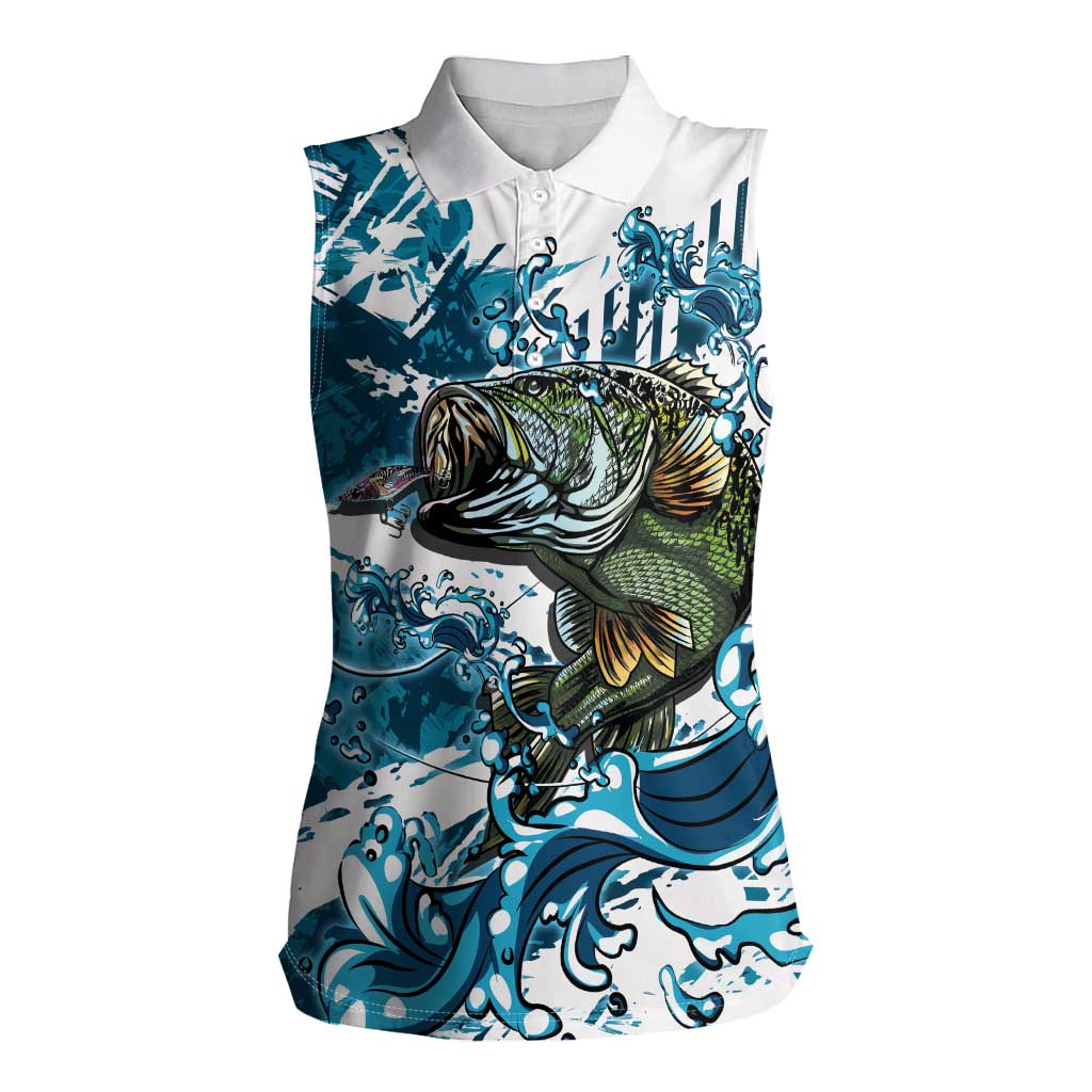 Bass Fishing Fisherman Women Sleeveless Polo Shirt Fish Sport Largemouth - Wonder Print Shop