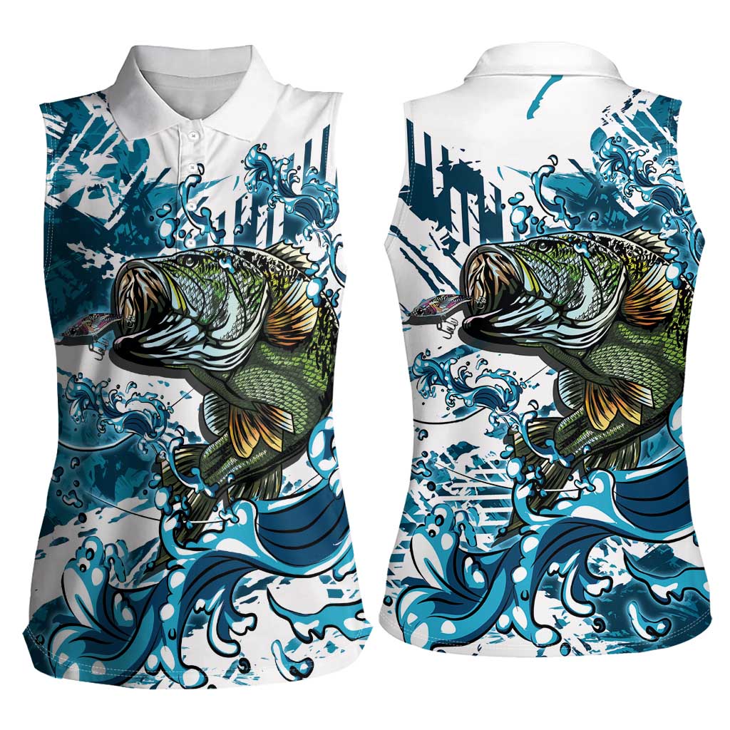 Bass Fishing Fisherman Women Sleeveless Polo Shirt Fish Sport Largemouth - Wonder Print Shop