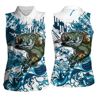 Bass Fishing Fisherman Women Sleeveless Polo Shirt Fish Sport Largemouth - Wonder Print Shop