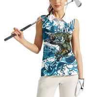 Bass Fishing Fisherman Women Sleeveless Polo Shirt Fish Sport Largemouth - Wonder Print Shop