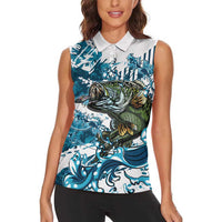 Bass Fishing Fisherman Women Sleeveless Polo Shirt Fish Sport Largemouth - Wonder Print Shop