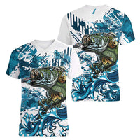 Bass Fishing Fisherman Women V-Neck T-Shirt Fish Sport Largemouth - Wonder Print Shop