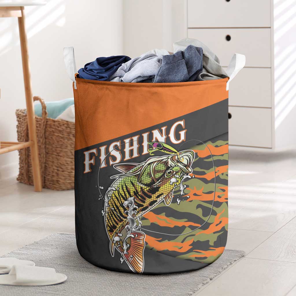Bass Fishing Fisherman Laundry Basket Camouflag Pattern - Wonder Print Shop