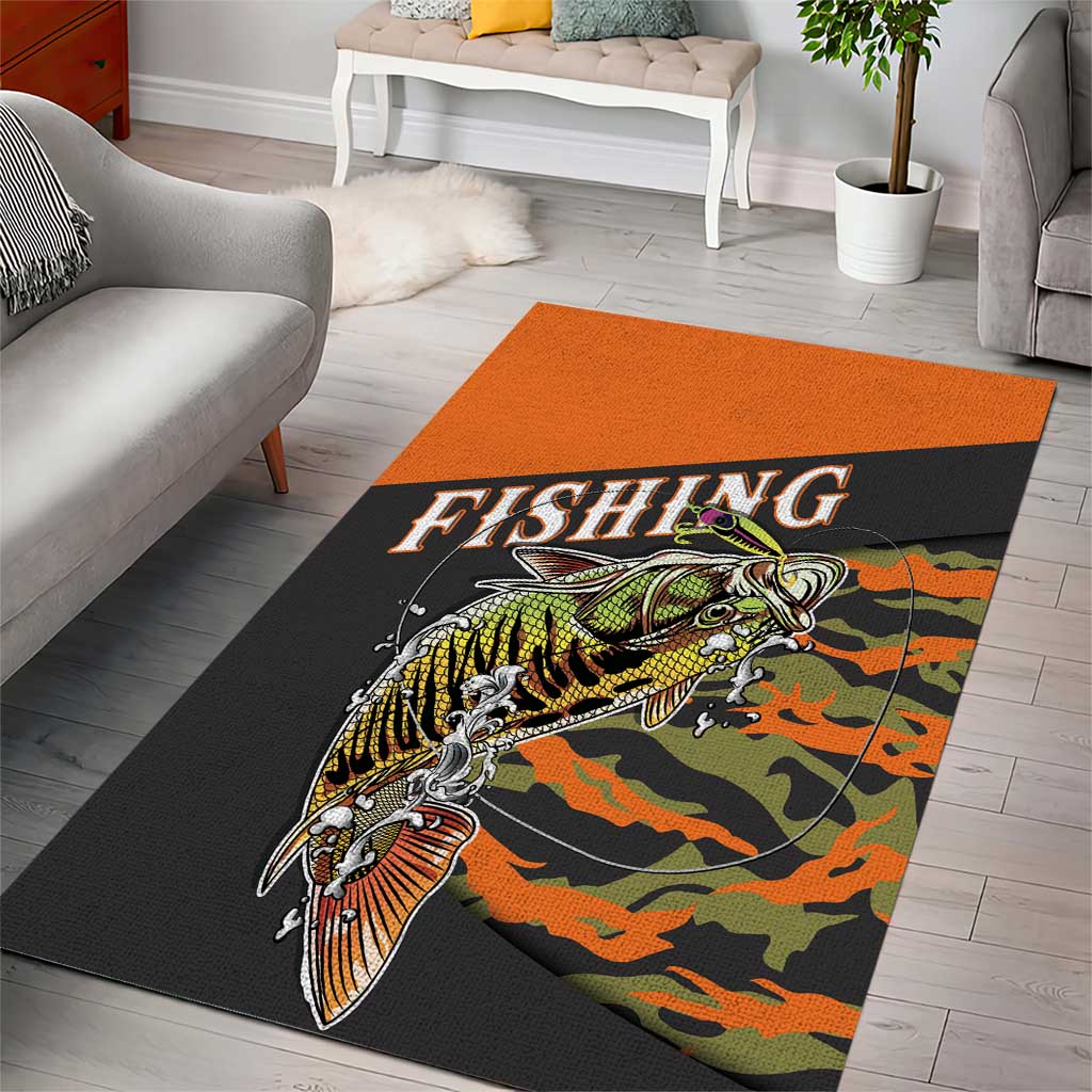 Bass Fishing Fisherman Area Rug Camouflag Pattern - Wonder Print Shop