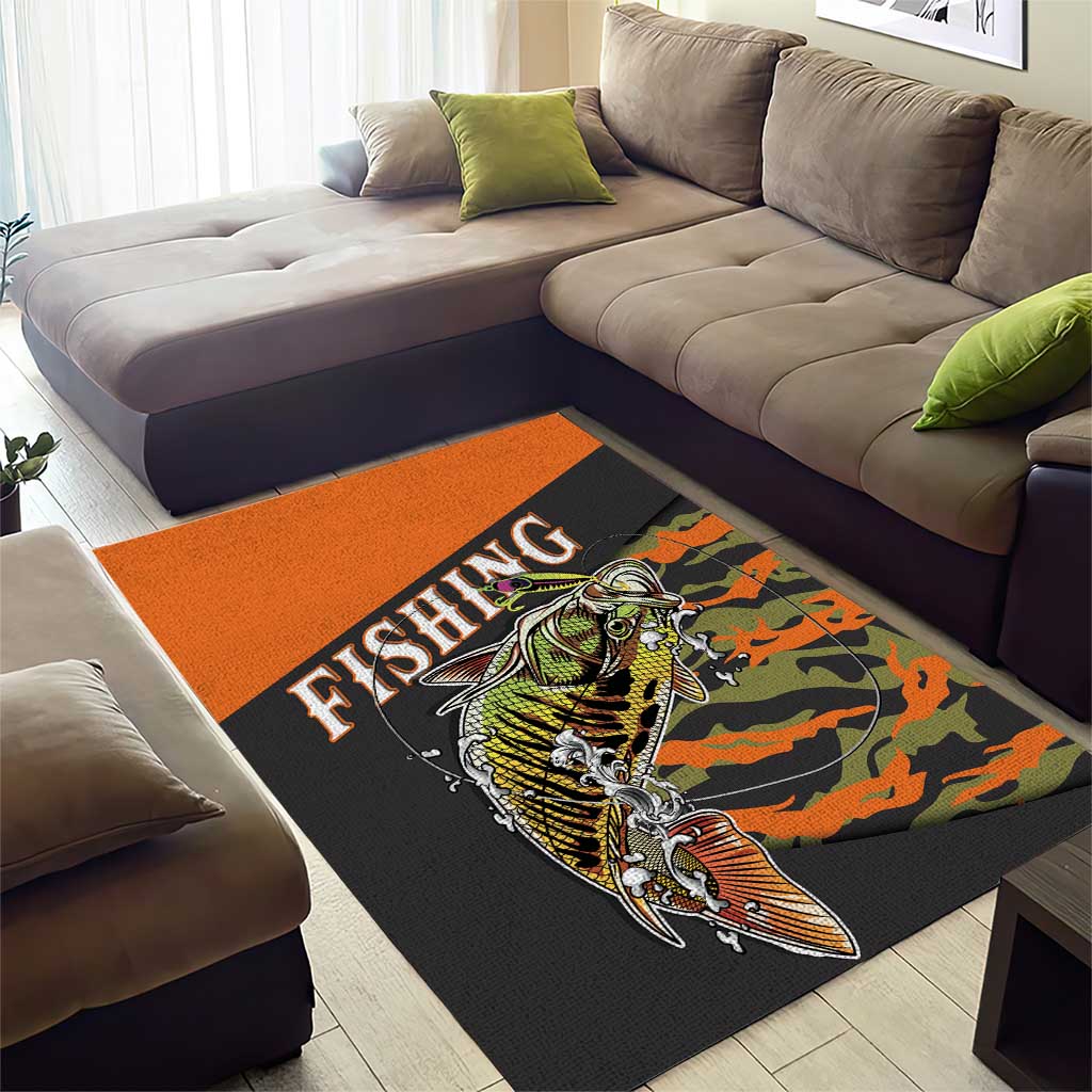 Bass Fishing Fisherman Area Rug Camouflag Pattern - Wonder Print Shop