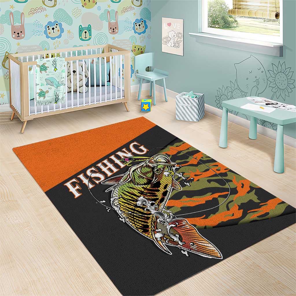 Bass Fishing Fisherman Area Rug Camouflag Pattern - Wonder Print Shop