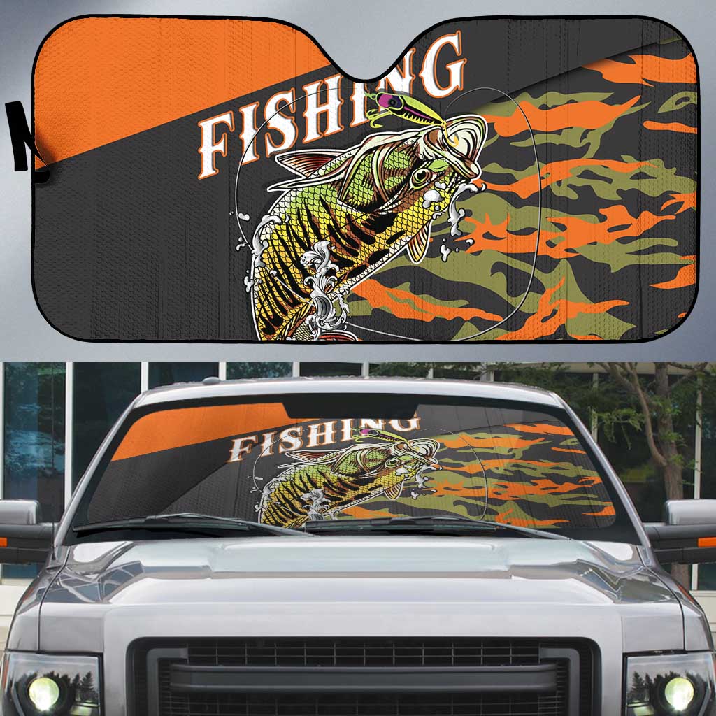 Bass Fishing Fisherman Auto Sun Shade Camouflag Pattern - Wonder Print Shop