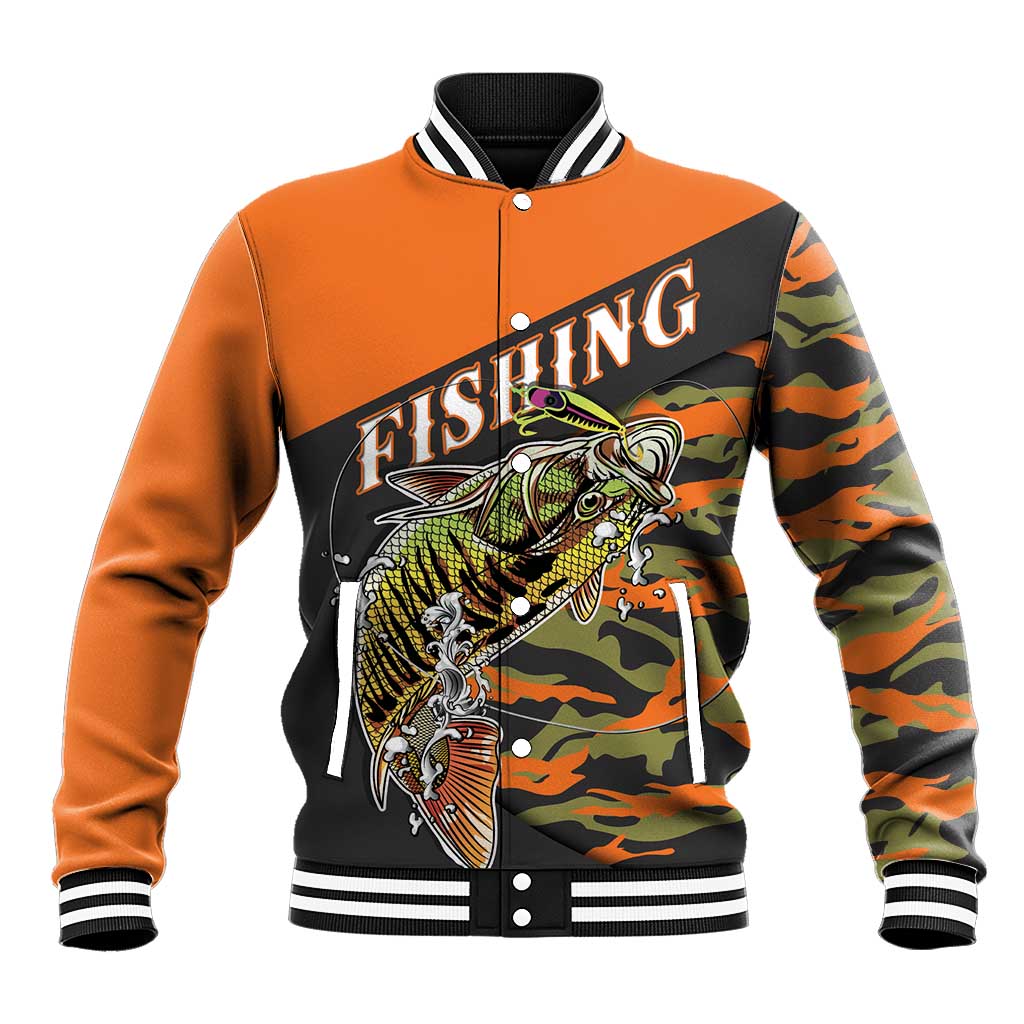 Bass Fishing Fisherman Baseball Jacket Camouflag Pattern - Wonder Print Shop