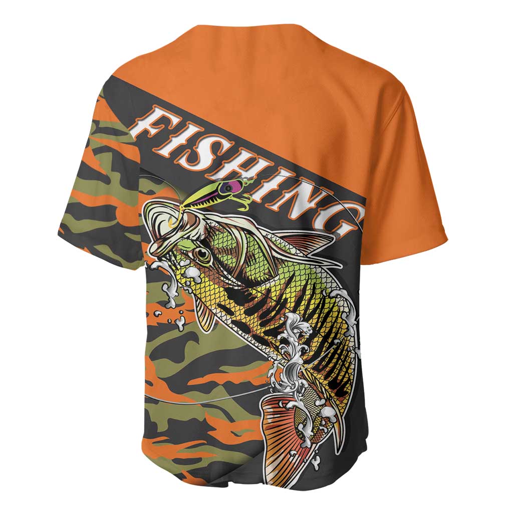 Bass Fishing Fisherman Baseball Jersey Camouflag Pattern - Wonder Print Shop