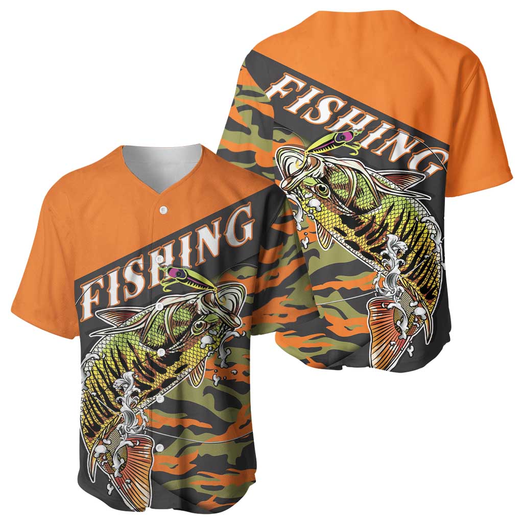 Bass Fishing Fisherman Baseball Jersey Camouflag Pattern - Wonder Print Shop