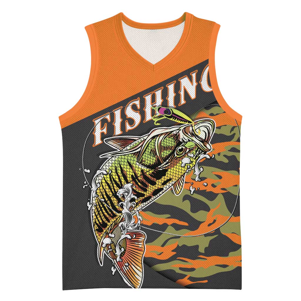 Bass Fishing Fisherman Basketball Jersey Camouflag Pattern - Wonder Print Shop