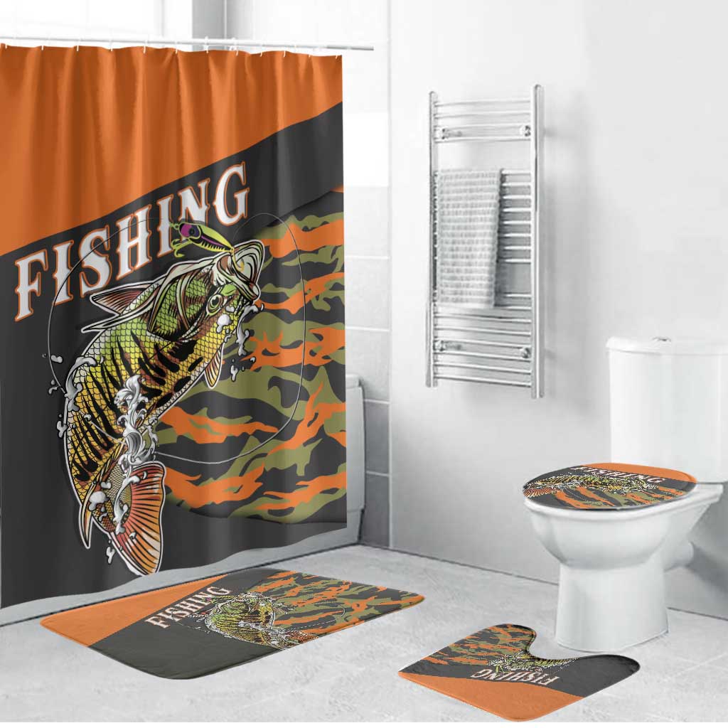Bass Fishing Fisherman Bathroom Set Camouflag Pattern - Wonder Print Shop