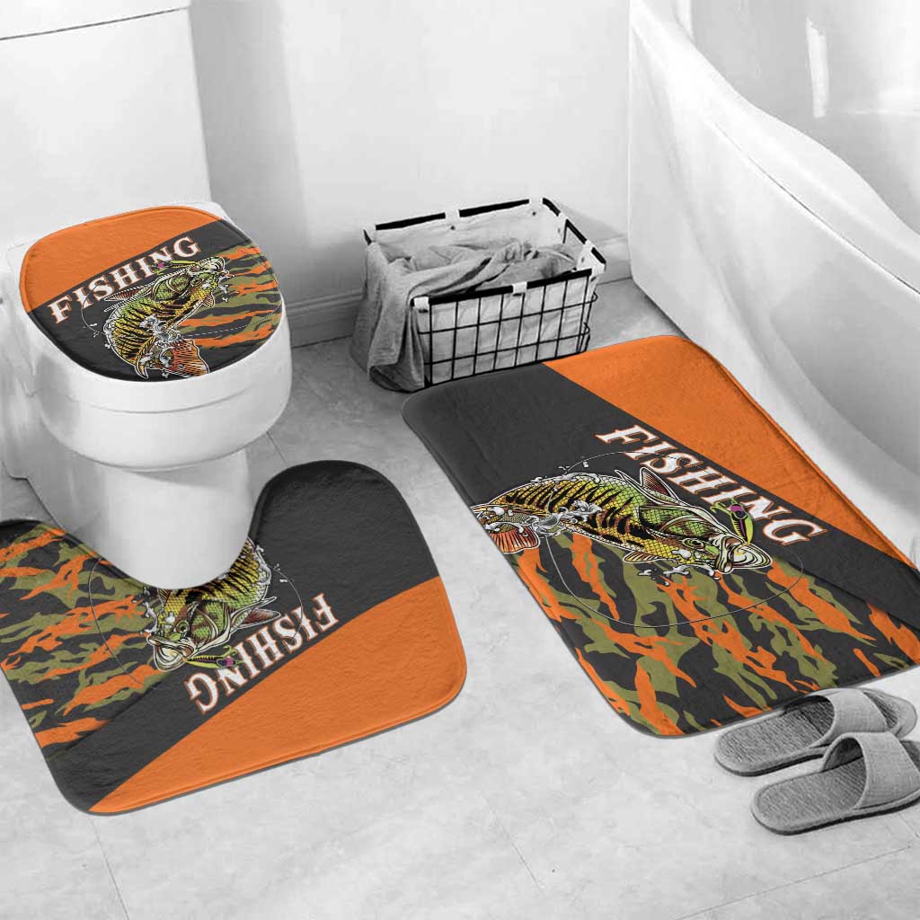 Bass Fishing Fisherman Bathroom Set Camouflag Pattern - Wonder Print Shop
