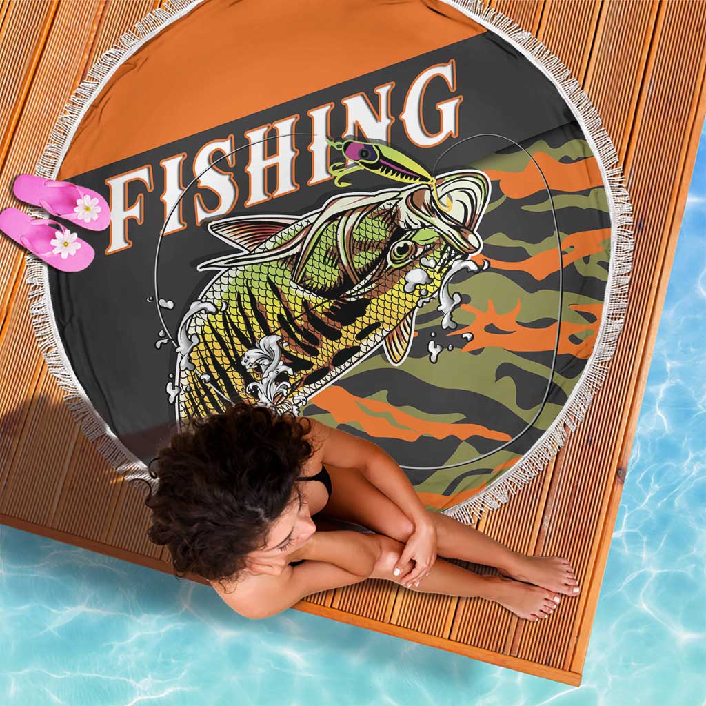 Bass Fishing Fisherman Beach Blanket Camouflag Pattern - Wonder Print Shop