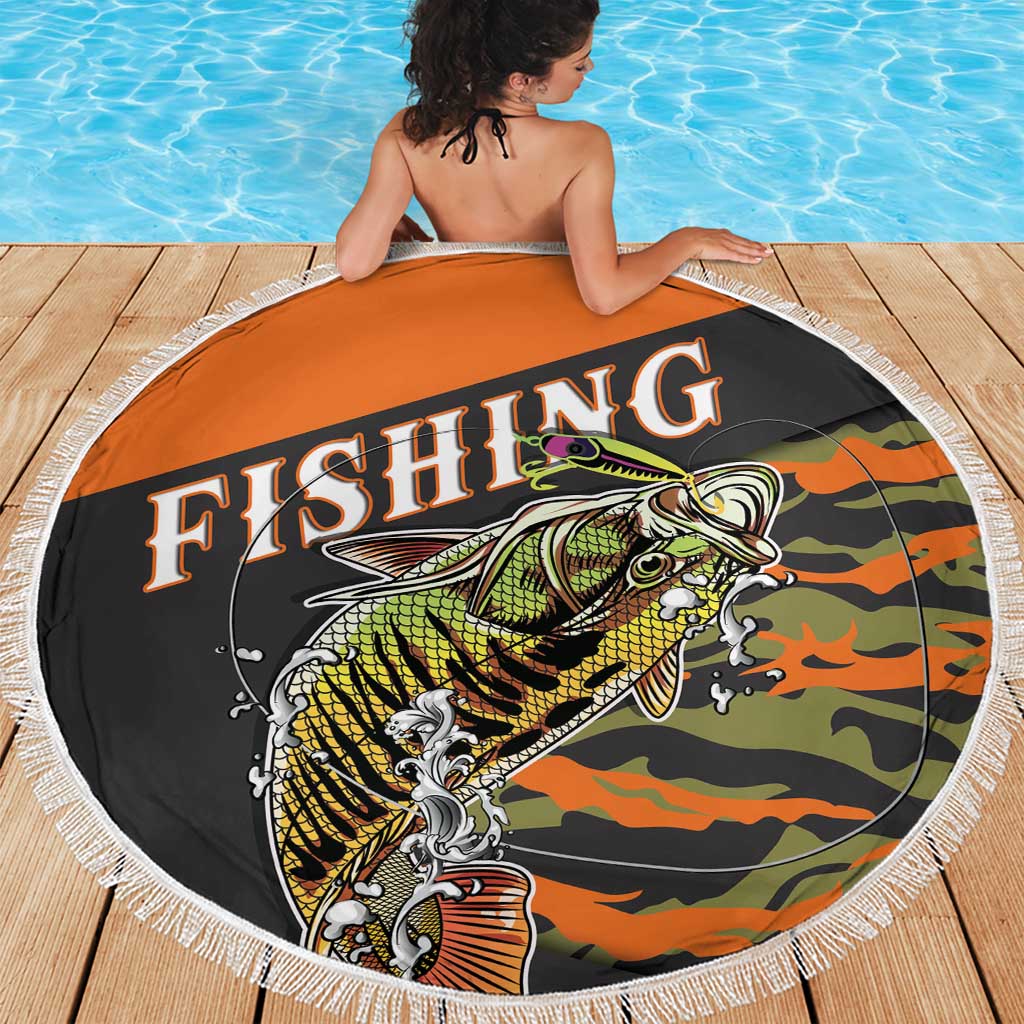 Bass Fishing Fisherman Beach Blanket Camouflag Pattern - Wonder Print Shop