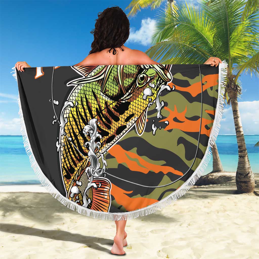 Bass Fishing Fisherman Beach Blanket Camouflag Pattern - Wonder Print Shop