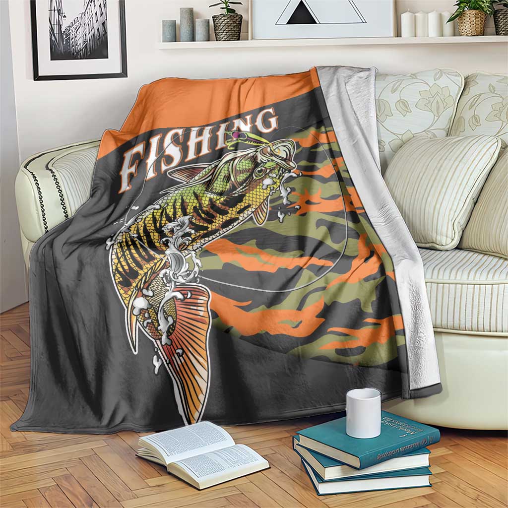 Bass Fishing Fisherman Blanket Camouflag Pattern - Wonder Print Shop