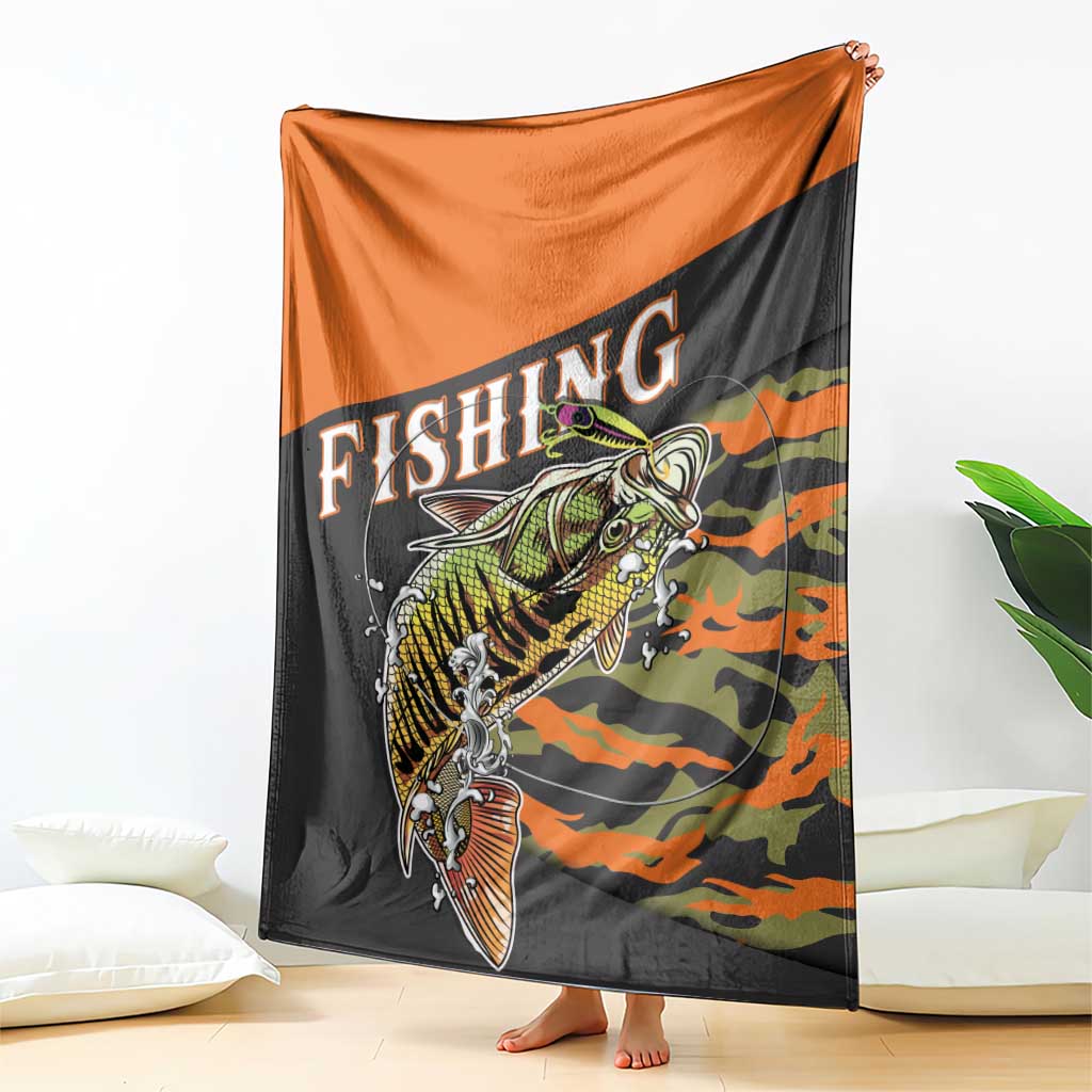 Bass Fishing Fisherman Blanket Camouflag Pattern - Wonder Print Shop