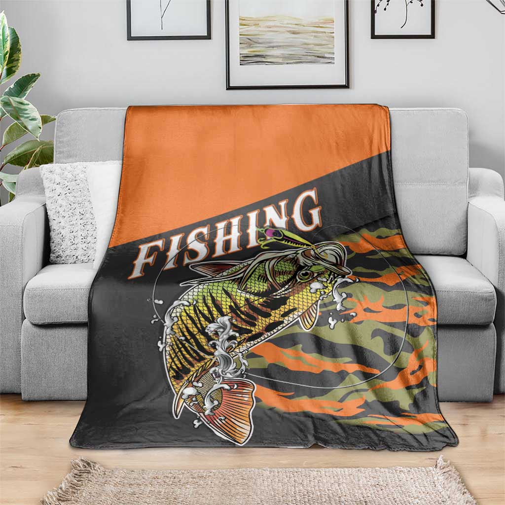 Bass Fishing Fisherman Blanket Camouflag Pattern - Wonder Print Shop