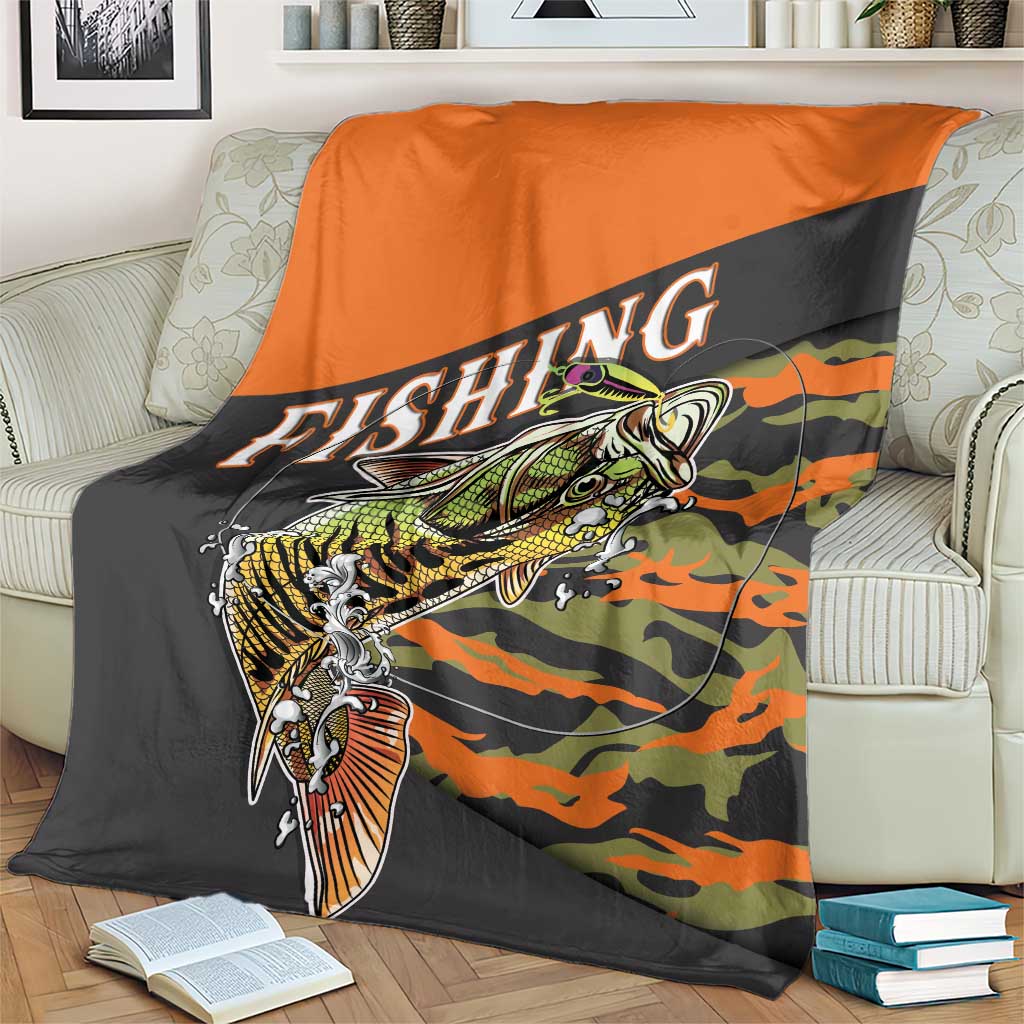Bass Fishing Fisherman Blanket Camouflag Pattern - Wonder Print Shop