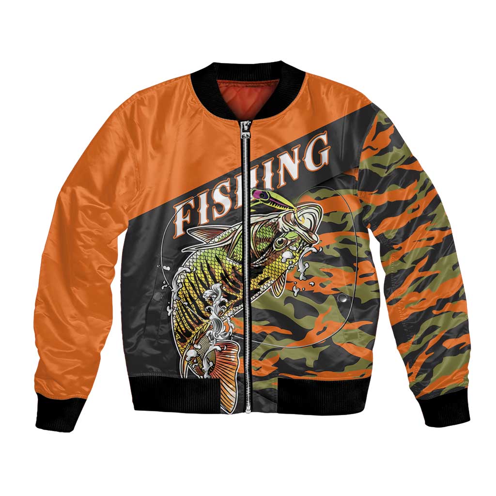 Bass Fishing Fisherman Bomber Jacket Camouflag Pattern - Wonder Print Shop