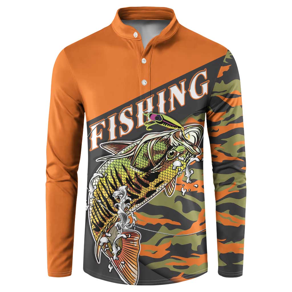 Bass Fishing Fisherman Button Sweatshirt Camouflag Pattern - Wonder Print Shop