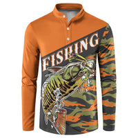 Bass Fishing Fisherman Button Sweatshirt Camouflag Pattern - Wonder Print Shop