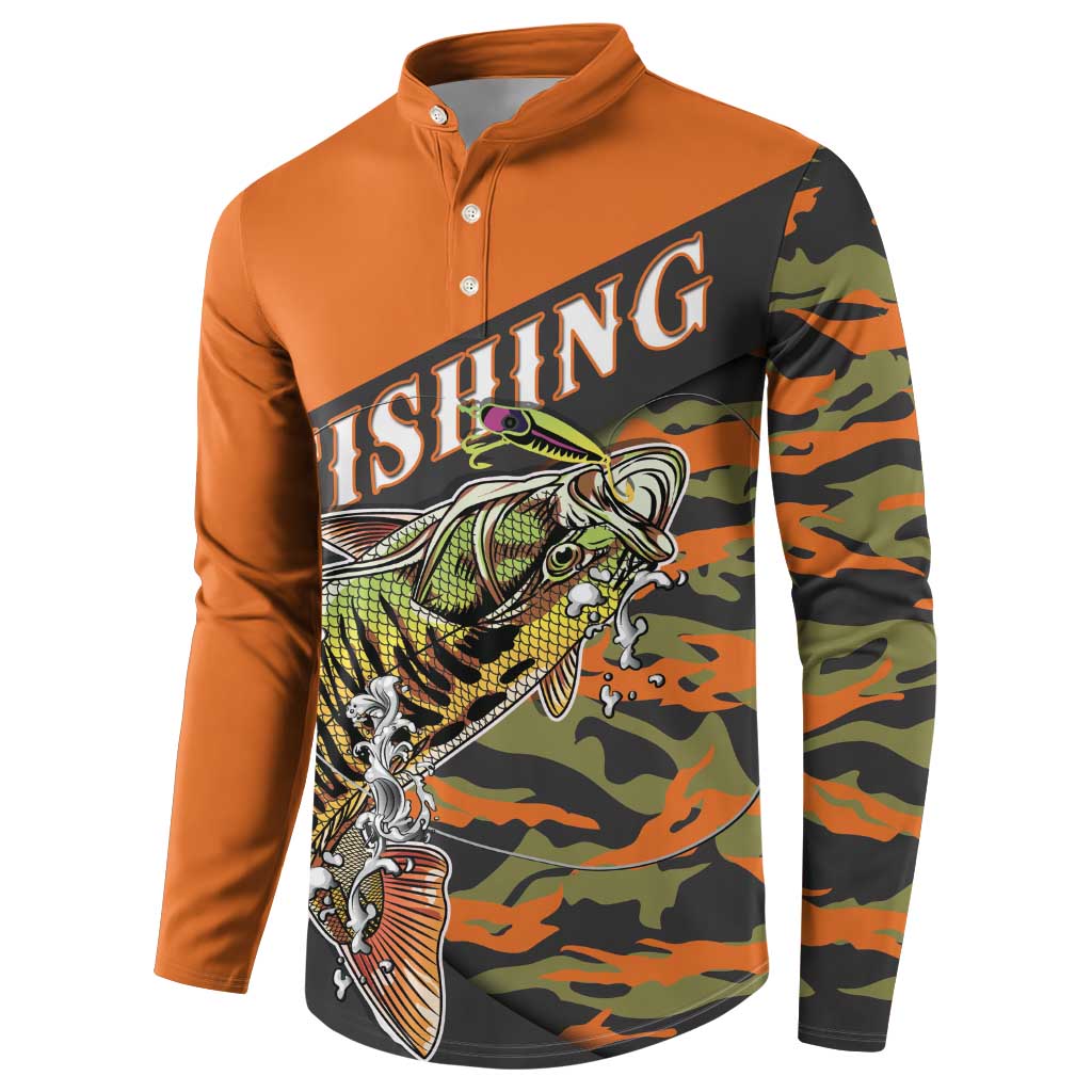 Bass Fishing Fisherman Button Sweatshirt Camouflag Pattern - Wonder Print Shop
