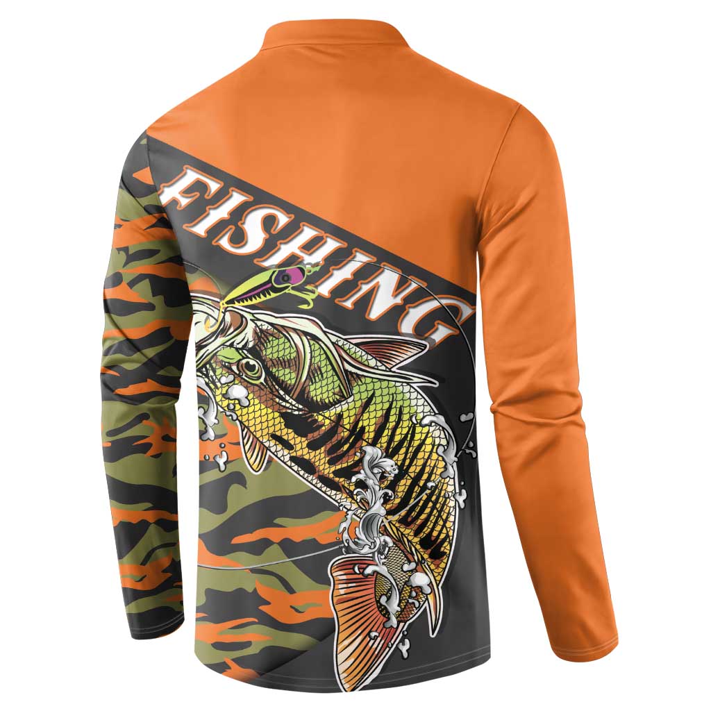 Bass Fishing Fisherman Button Sweatshirt Camouflag Pattern - Wonder Print Shop