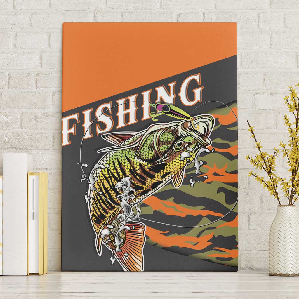 Bass Fishing Fisherman Canvas Wall Art Camouflag Pattern - Wonder Print Shop