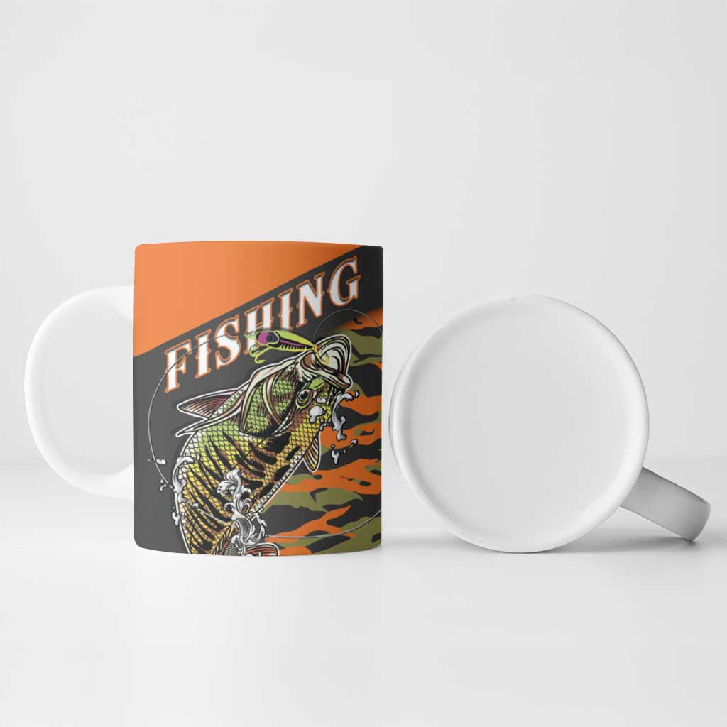 Bass Fishing Fisherman Ceramic Mug Camouflag Pattern - Wonder Print Shop