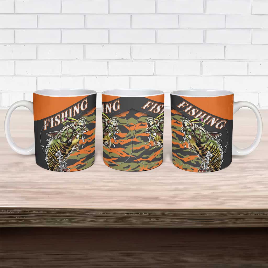 Bass Fishing Fisherman Ceramic Mug Camouflag Pattern - Wonder Print Shop