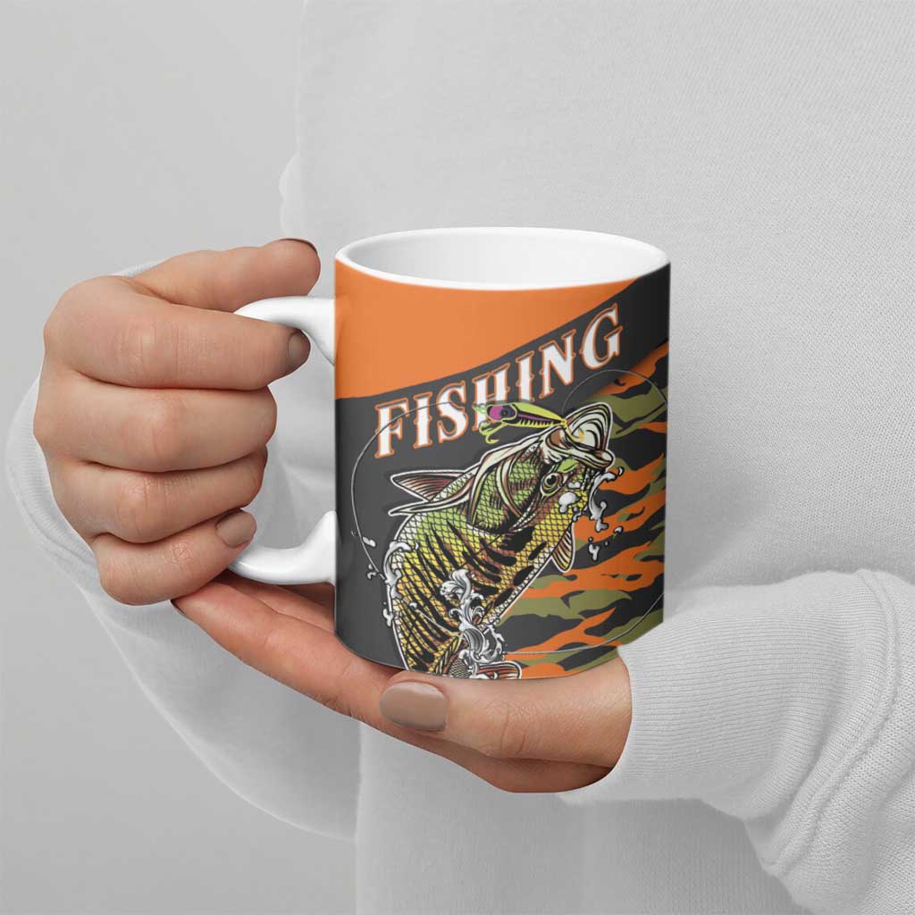 Bass Fishing Fisherman Ceramic Mug Camouflag Pattern - Wonder Print Shop