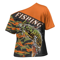 Bass Fishing Fisherman Cross Shoulder Shirt Camouflag Pattern - Wonder Print Shop