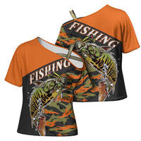 Bass Fishing Fisherman Cross Shoulder Shirt Camouflag Pattern - Wonder Print Shop