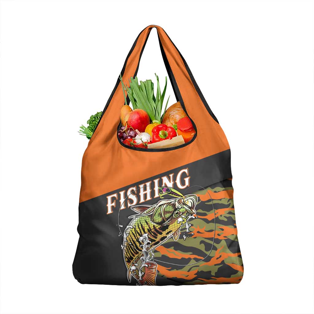 Bass Fishing Fisherman Grocery Bag Camouflag Pattern - Wonder Print Shop