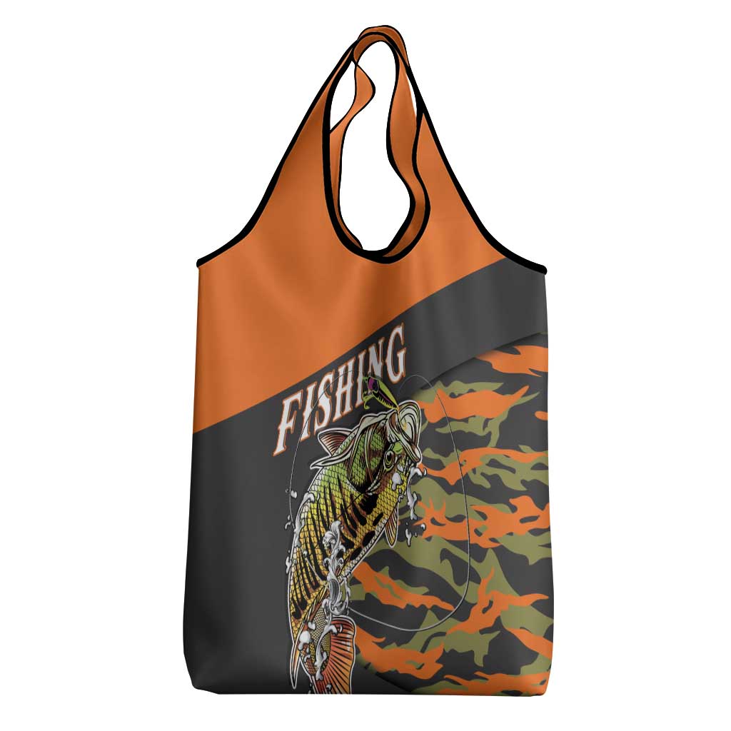Bass Fishing Fisherman Grocery Bag Camouflag Pattern - Wonder Print Shop