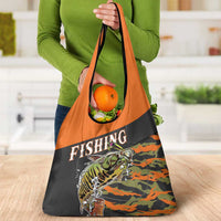 Bass Fishing Fisherman Grocery Bag Camouflag Pattern - Wonder Print Shop