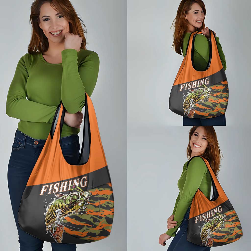 Bass Fishing Fisherman Grocery Bag Camouflag Pattern - Wonder Print Shop