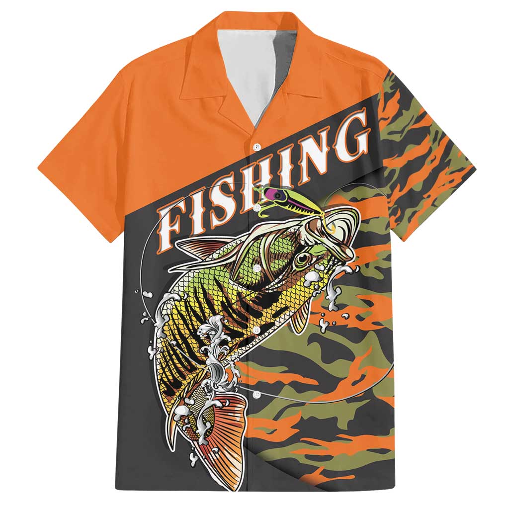 Bass Fishing Fisherman Hawaiian Shirt Camouflag Pattern - Wonder Print Shop