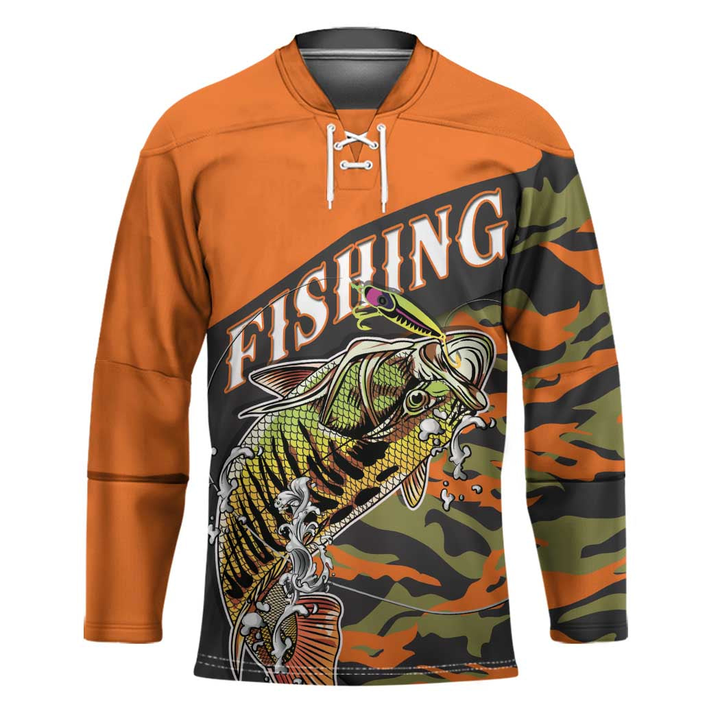 Bass Fishing Fisherman Hockey Jersey Camouflag Pattern - Wonder Print Shop
