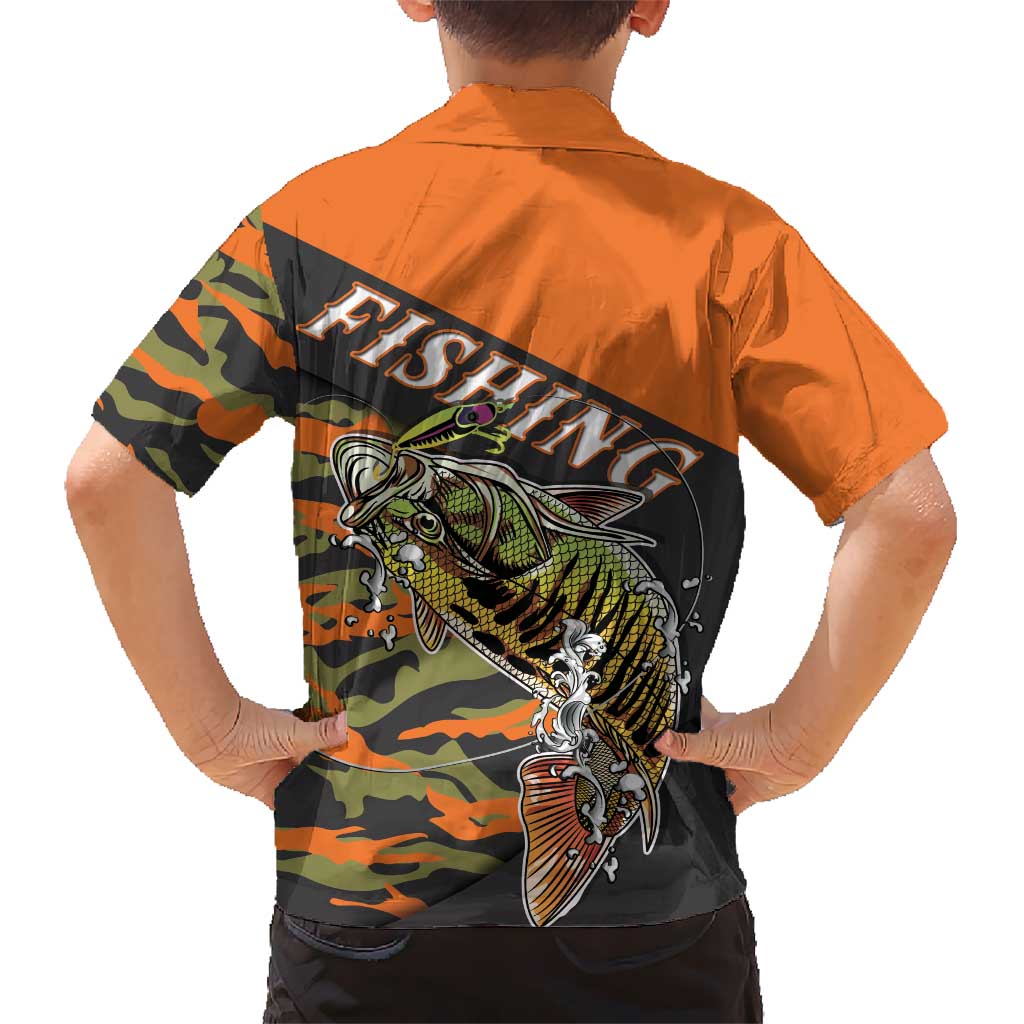 Bass Fishing Fisherman Kid Hawaiian Shirt Camouflag Pattern - Wonder Print Shop