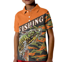 Bass Fishing Fisherman Kid Polo Shirt Camouflag Pattern - Wonder Print Shop