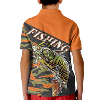 Bass Fishing Fisherman Kid Polo Shirt Camouflag Pattern - Wonder Print Shop