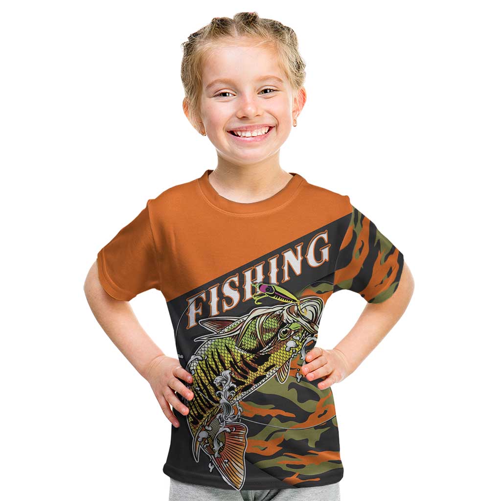 Bass Fishing Fisherman Kid T Shirt Camouflag Pattern - Wonder Print Shop