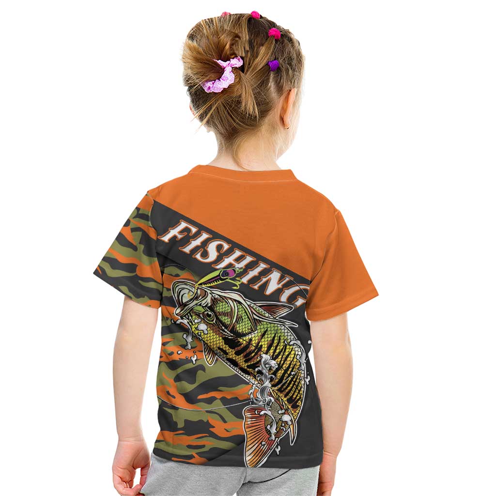 Bass Fishing Fisherman Kid T Shirt Camouflag Pattern - Wonder Print Shop