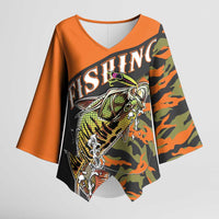 Bass Fishing Fisherman Kimono Sleeve Blouse Camouflag Pattern - Wonder Print Shop