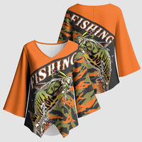 Bass Fishing Fisherman Kimono Sleeve Blouse Camouflag Pattern - Wonder Print Shop